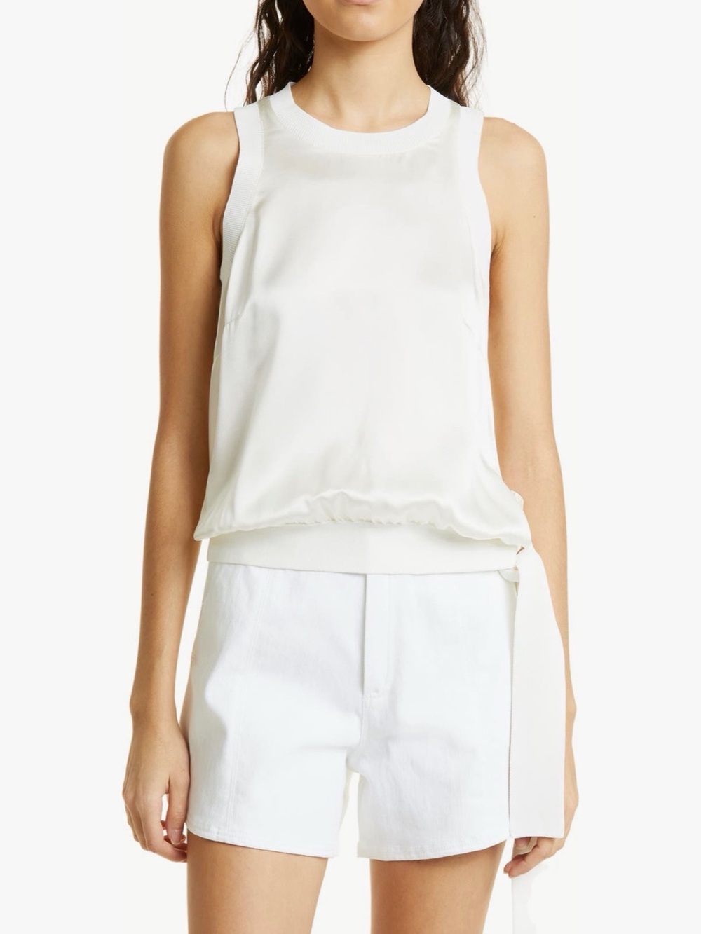 Cinq à Sept Enora Sleeveless Silk Tie-Hem White Top